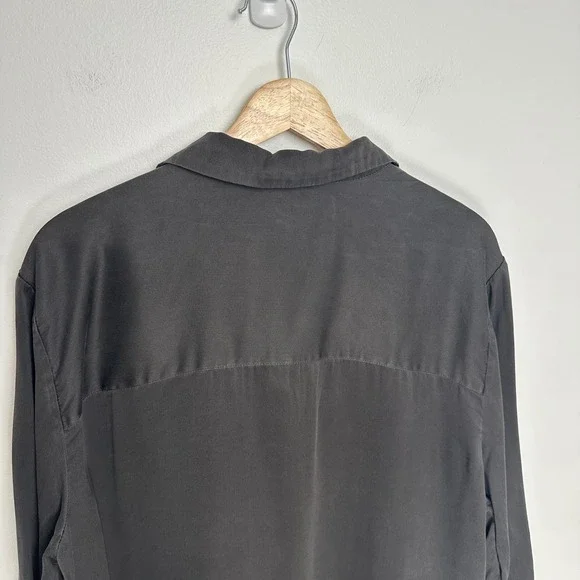 Quince 100% Washable Silk Pajama Long Sleeve Top Charcoal M - Picture 9 of 12